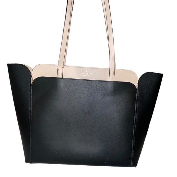 Kate Spade New York Magnolia Street Double Pocket Pink/ Black Tote Bag - Picture 2 of 14